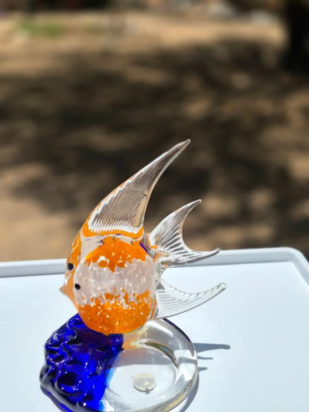 PartyLite Art Glass Tropical Angel Fish Tealight Candle Holder